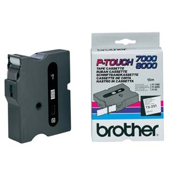 Brother originální páska do tiskárny štítků, Brother, TX-251, černý tisk/bílý podklad, laminovaná, 8m, 24mm