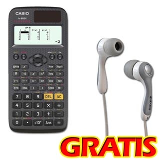 Kalkulačka Casio, FX 85 EX, černá, školní, desetimístná + dárek sluchátka Maxell