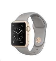 Apple Watch Series 2, 38mm pouzdro ze zlatého hliníku + cementově šedý sportovní řemínek