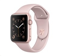 Apple Watch Series 1, 42mm pouzdro z růžově zlatého hliníku + pískově růžový sportovní řemínek
