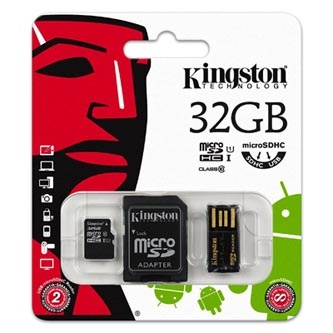 Kingston Micro SDHC Card Class 10 Gen2 - Mobility Kit, 32GB, micro SDHC, MBLY10G2/32GB, UHS-I U1 (Class 10), se čtečkou a adaptére